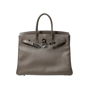 HERMES BIRKIN Togo Leather PHW Etoupe Size 35